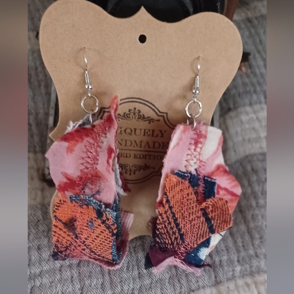 Upcycled Colorful Fabric Earrings